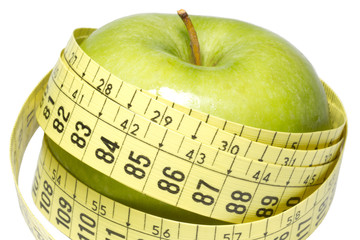 Apple with a tape measure