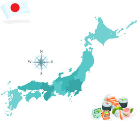 Map of Japan, regions and islands
