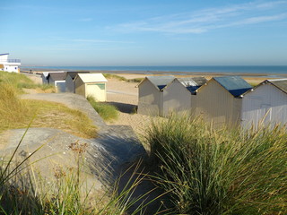 Blockhaus et cabines de plages à Ouistreham - Normandie