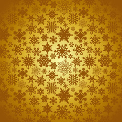 Golden Christmas snowflakes background