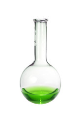 Test-tube with green liquid isolated on white