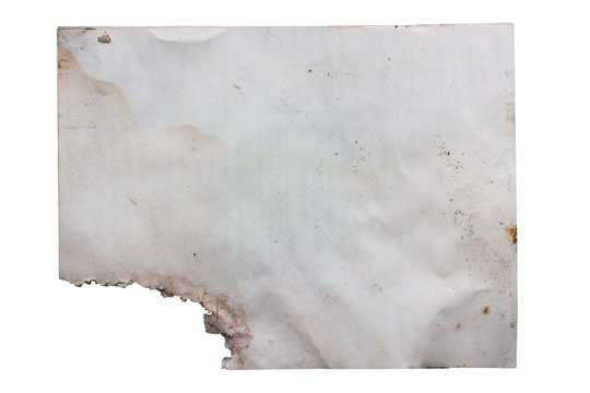 Faded torn paper on white