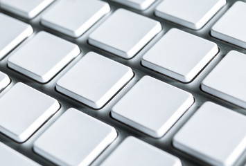 Close up of keyboard with blank keys, copyspace