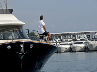 motoryacht in the harbor
