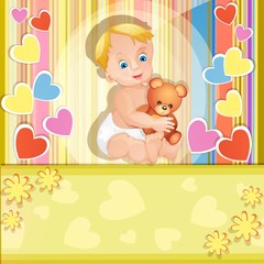 Carte de douche de bébé avec un mignon petit garçon