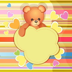 Baby shower card with cute teddy bear