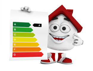Kleines 3D Haus Rot - Energieeffizienz Konzept 2