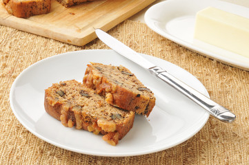 Sliced banana nut bread