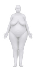 Obese woman in anatomical position anterior view