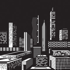 Cityscape by night - vector illustration