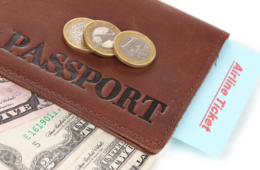 Passport and ticket close-up