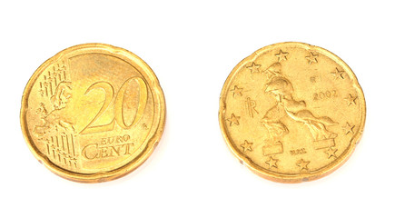 euro coins isolated on white