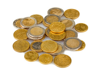 euro coins isolated on white