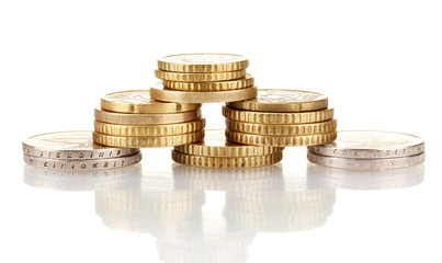 euro coins isolated on white