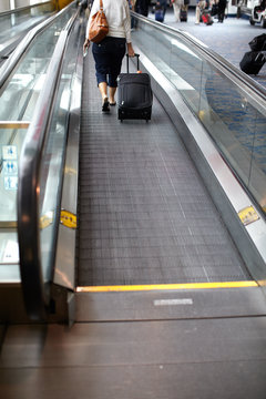 Moving Walkway In The Airport.