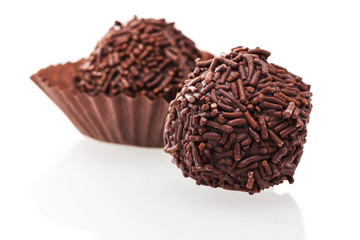 chocolate truffles isolated on white background