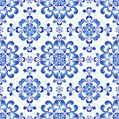 White-blue gzhel seamless pattern
