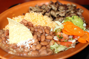 Delicious steak fajitas at a Mexican restaurant.
