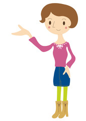 紹介をする女性のイラスト
