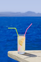 Cocktail on table at beach