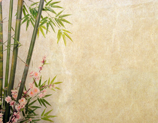 Fototapety  bambus na starym tle tekstury papieru grunge