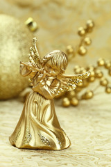 Christmas angel playing a flute