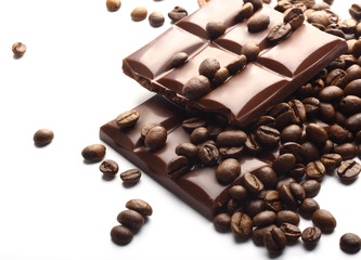 chocolate bars and coffee beans