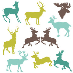 Set of Reindeer Christmas Silhouettes - for your design or scrap