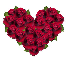 Heart from llower rose, card about love