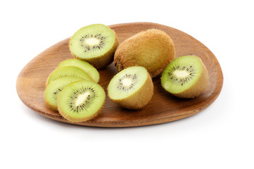 Kiwi on Wooden Plate