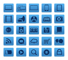 Modern Social media buttons collection isolated on white