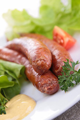 grilled sausage and salad