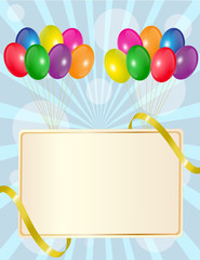 greeting sign with balloons