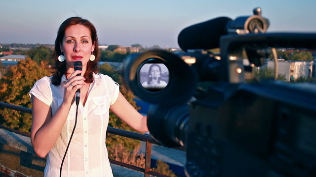 TV reporter on assignment