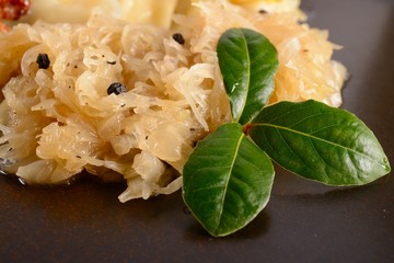 Pierogi.Polish  dish pierogi with sauerkraut and mushrooms