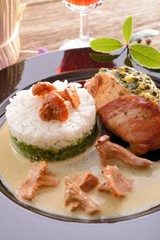 full chicken's breast with ham and spinach