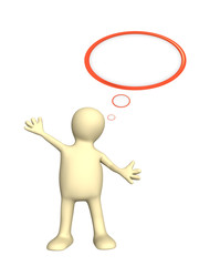 3d puppet with speech bubbles