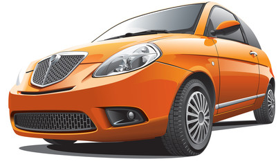 Obraz na płótnie Canvas orange compact car