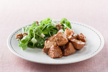 Marinated chicken breast with salad