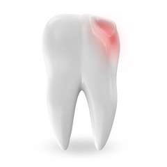Illness Tooth isolated on white background