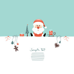 Card Sitting Christmas Santa & Symbols Retro