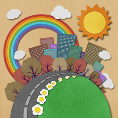 Obraz premium City view recycled paper background.