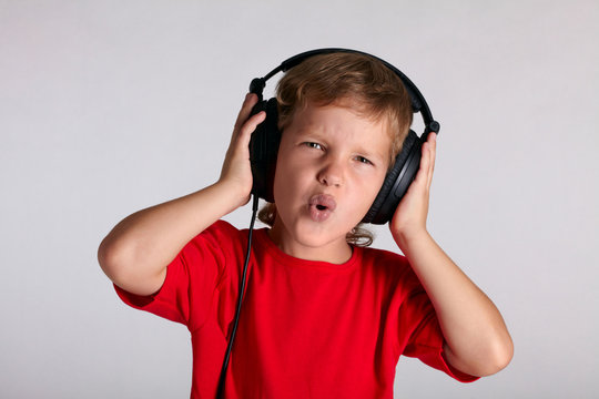 Young boy with headphones