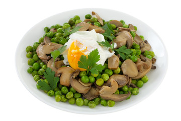 egg with vegetables  on the white plate