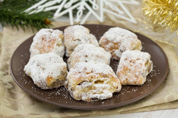 Christmas cookies on the brown plate