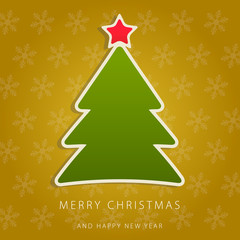 Greeting card Merry Christmas with gold background