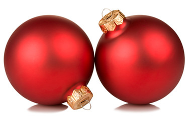 Two red christmas balls