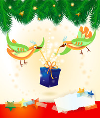 Christmas card with birds