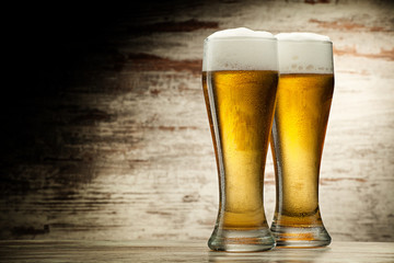 two glasses of beer