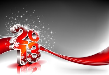 Vector Happy New Year design with shiny 2013 text. - obrazy, fototapety, plakaty